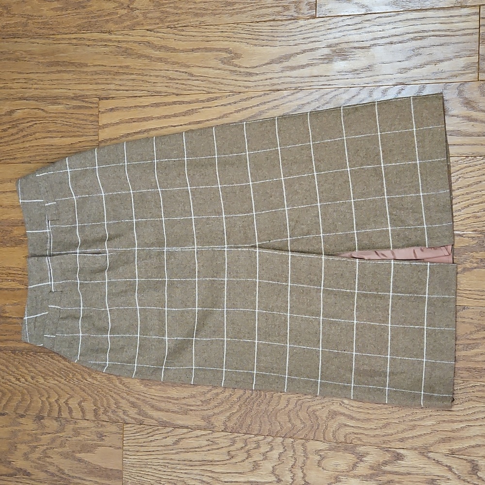 CJ Hook Plaid Brown Vintage Pencil Skirt with Front Slit Sz 2P 🤩